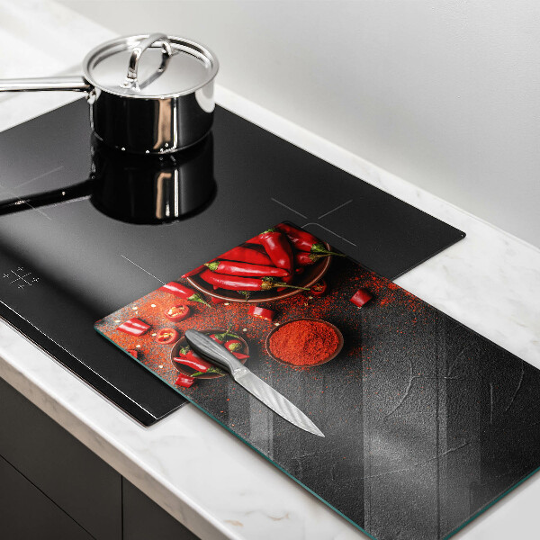 Glas Ceranfeldabdeckung Spritzschutz Rote Chilischoten