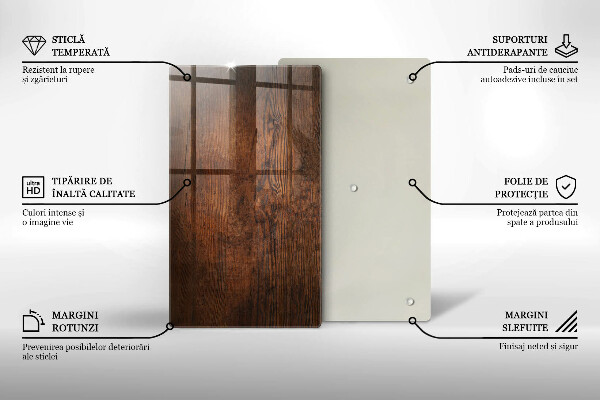 Glas Herdabdeckplatte Dunkles Holzbrett