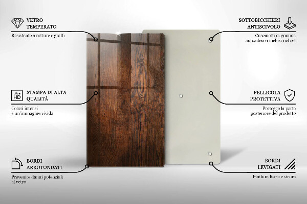 Glas Herdabdeckplatte Dunkles Holzbrett