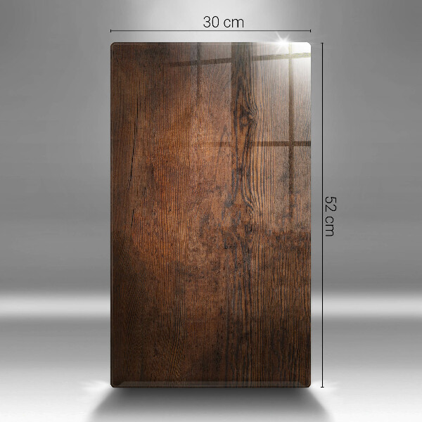 Glas Herdabdeckplatte Dunkles Holzbrett