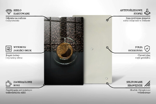 Glas Herdabdeckplatte Kaffee und Bohnen
