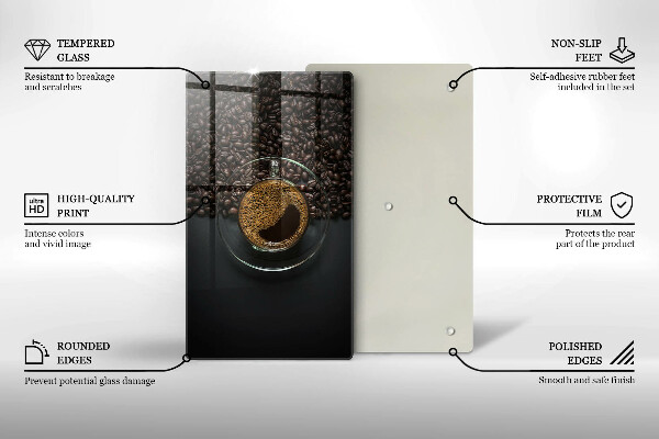 Glas Herdabdeckplatte Kaffee und Bohnen