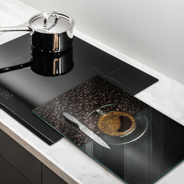 Glas Herdabdeckplatte Kaffee und Bohnen