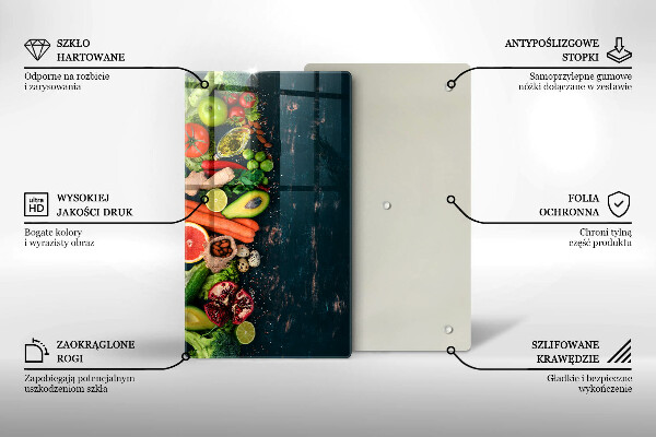 Glas Herdabdeckplatte Früchte und Gemüse