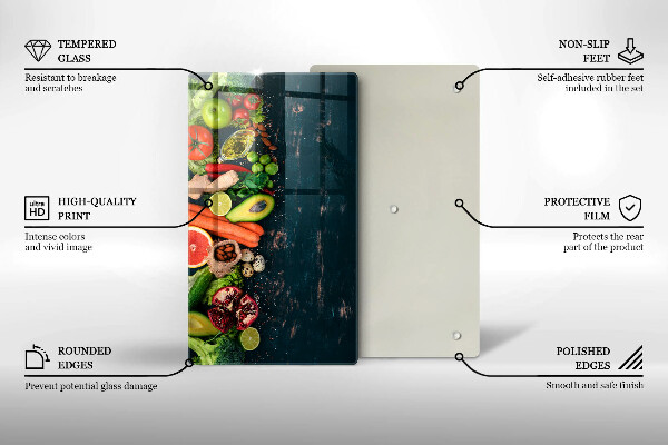 Glas Herdabdeckplatte Früchte und Gemüse