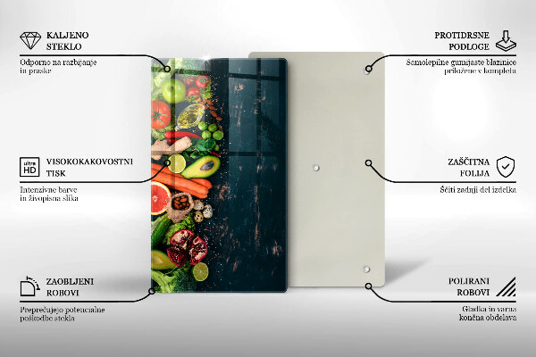 Glas Herdabdeckplatte Früchte und Gemüse