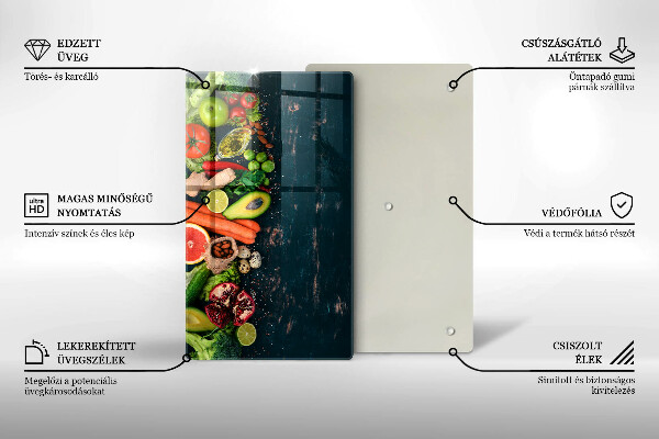Glas Herdabdeckplatte Früchte und Gemüse