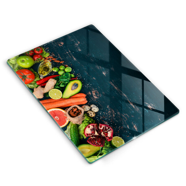 Glas Herdabdeckplatte Früchte und Gemüse