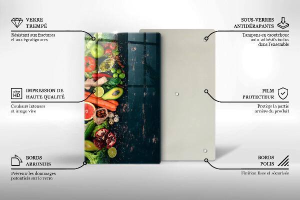 Glas Herdabdeckplatte Früchte und Gemüse
