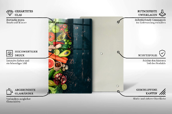 Glas Herdabdeckplatte Früchte und Gemüse