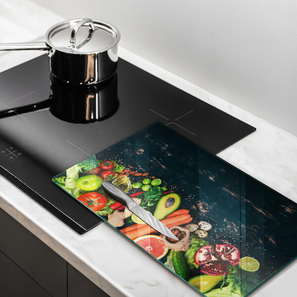 Glas Herdabdeckplatte Früchte und Gemüse