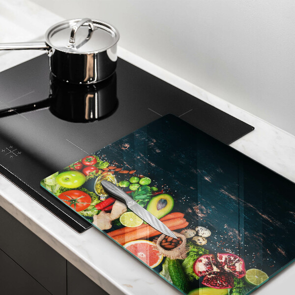 Glas Herdabdeckplatte Früchte und Gemüse