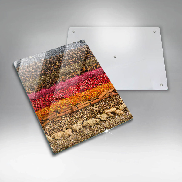 Glas Herdabdeckplatte Bunte Gewürze