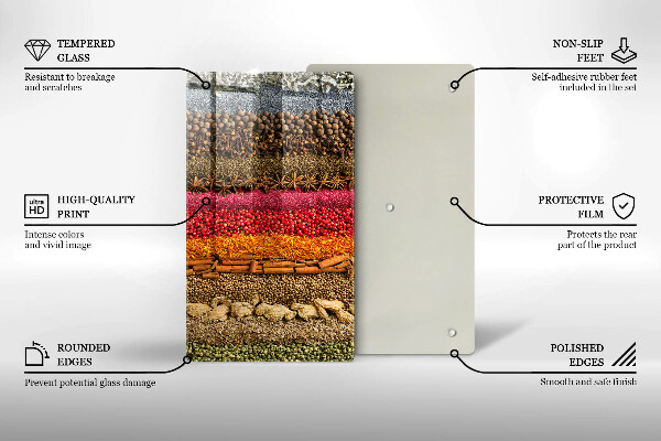Glas Herdabdeckplatte Bunte Gewürze