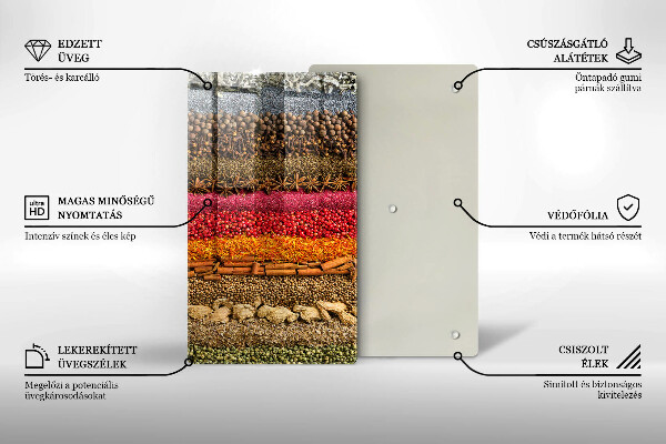 Glas Herdabdeckplatte Bunte Gewürze