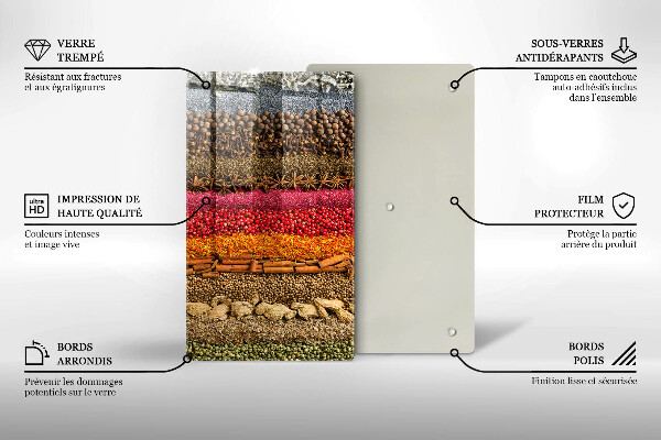 Glas Herdabdeckplatte Bunte Gewürze