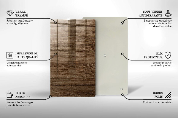 Glas Herdabdeckplatte Holzstruktur
