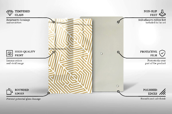 Glas Ceranfeldabdeckung Spritzschutz Geometrische Linien