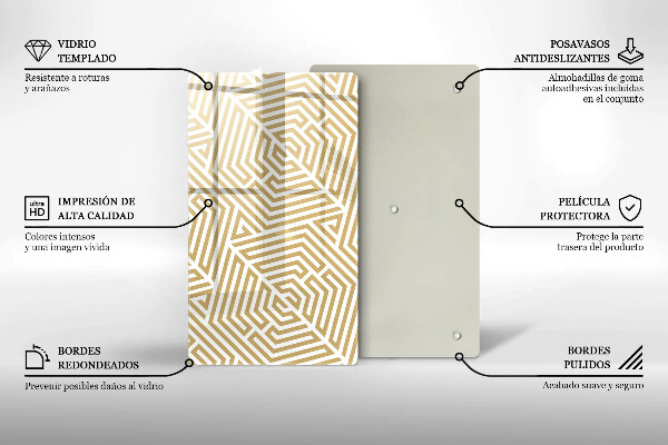 Glas Ceranfeldabdeckung Spritzschutz Geometrische Linien