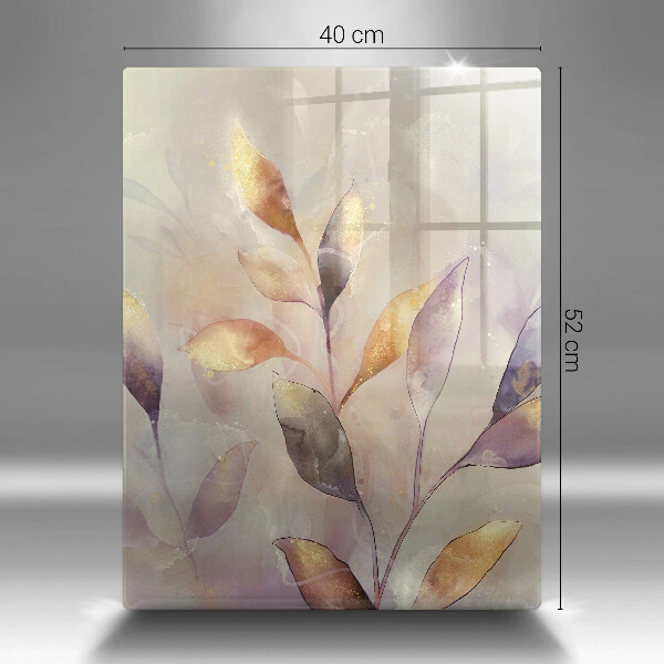 Glas Herdabdeckplatte Bemalte Boho-Blätter