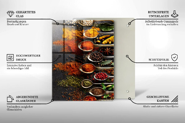 Glas Herdabdeckplatte Bemalte Boho-Blätter
