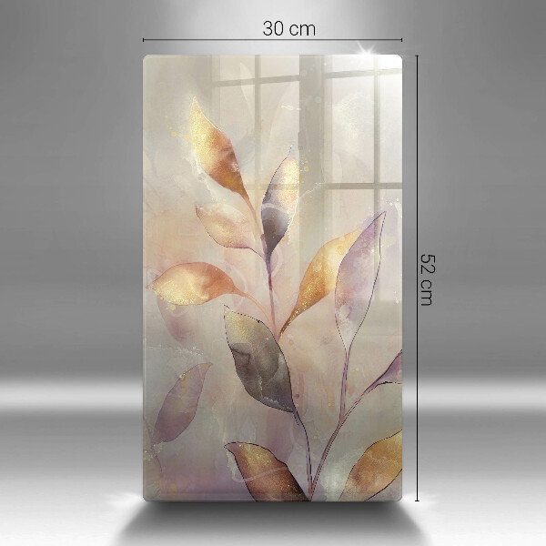 Glas Herdabdeckplatte Bemalte Boho-Blätter
