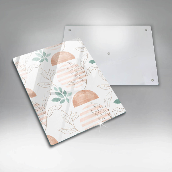 Glas Ceranfeldabdeckung Spritzschutz Boho-Blättermuster