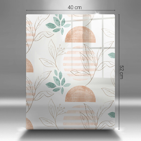 Glas Ceranfeldabdeckung Spritzschutz Boho-Blättermuster