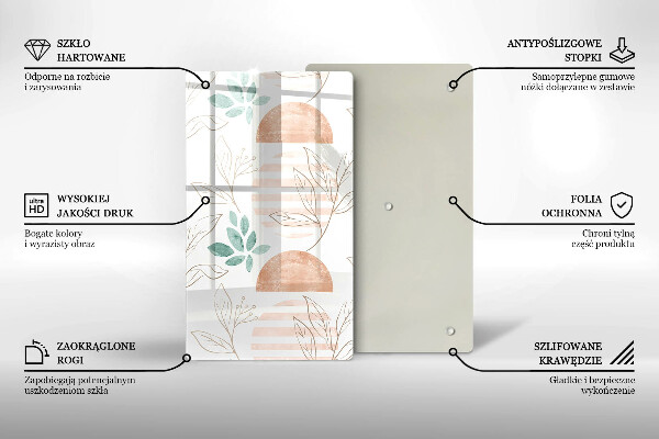 Glas Ceranfeldabdeckung Spritzschutz Boho-Blättermuster