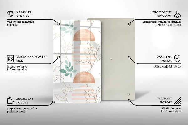 Glas Ceranfeldabdeckung Spritzschutz Boho-Blättermuster