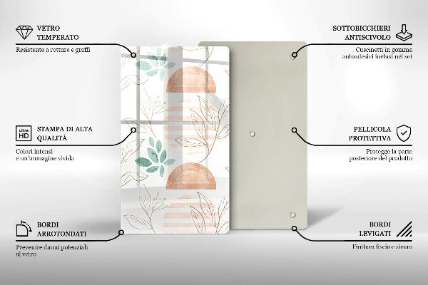 Glas Ceranfeldabdeckung Spritzschutz Boho-Blättermuster