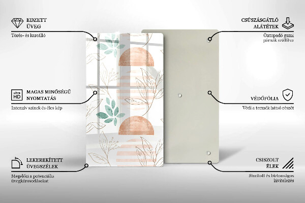 Glas Ceranfeldabdeckung Spritzschutz Boho-Blättermuster