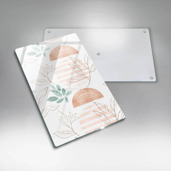 Glas Ceranfeldabdeckung Spritzschutz Boho-Blättermuster