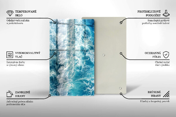 Glas Herdabdeckplatte Meerwasserwellen