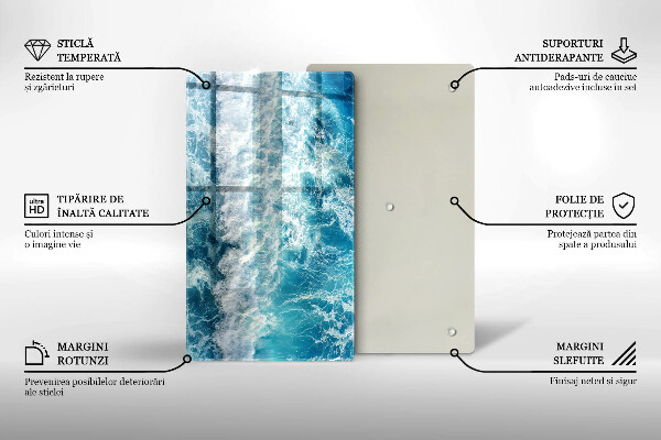 Glas Herdabdeckplatte Meerwasserwellen