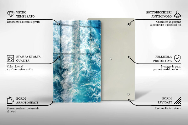 Glas Herdabdeckplatte Meerwasserwellen