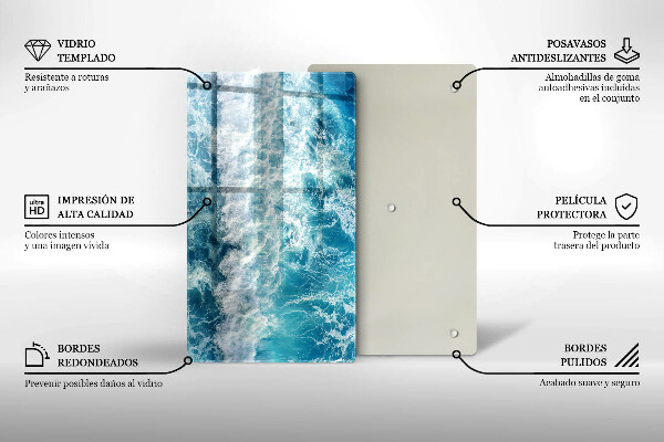 Glas Herdabdeckplatte Meerwasserwellen