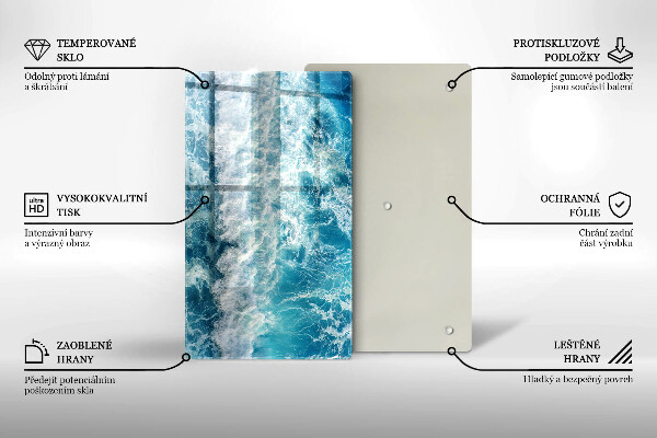 Glas Herdabdeckplatte Meerwasserwellen