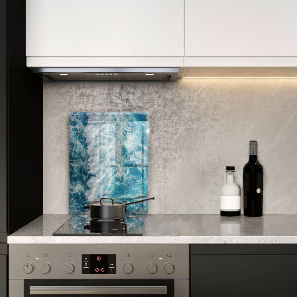 Glas Herdabdeckplatte Meerwasserwellen