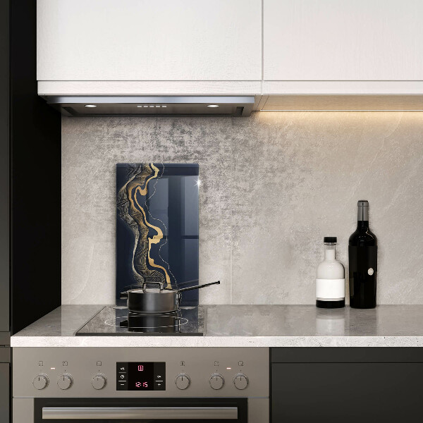 Glas Ceranfeldabdeckung Spritzschutz Abstrakte goldene Linien