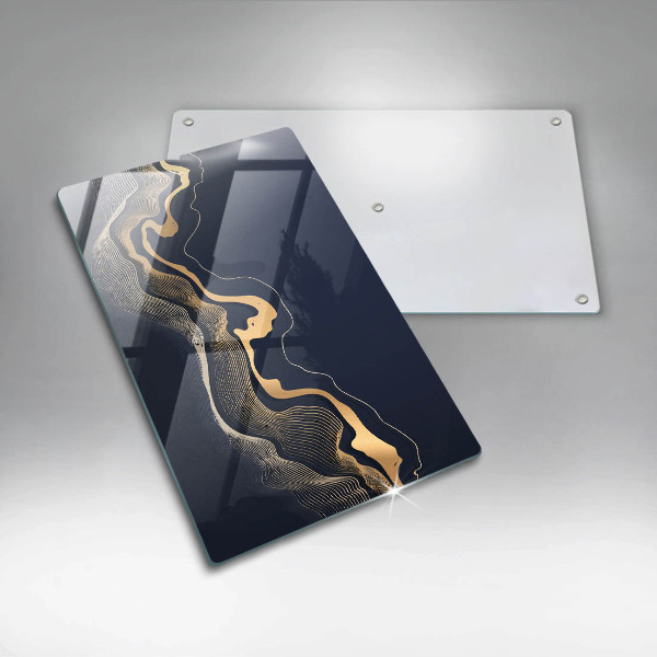 Glas Ceranfeldabdeckung Spritzschutz Abstrakte goldene Linien