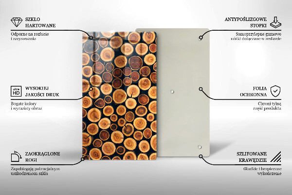 Glas Ceranfeldabdeckung Spritzschutz Baumstümpfe aus Holz
