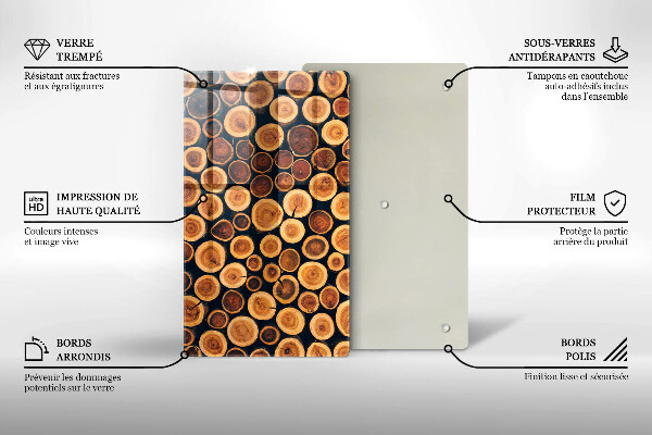 Glas Ceranfeldabdeckung Spritzschutz Baumstümpfe aus Holz