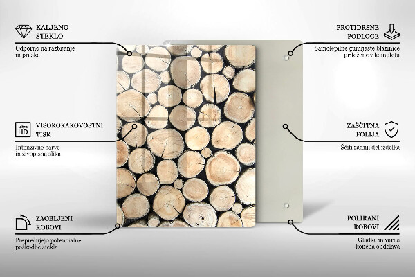 Glas Ceranfeldabdeckung Spritzschutz Baumstümpfe aus Holz