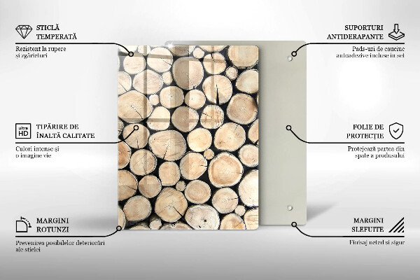 Glas Ceranfeldabdeckung Spritzschutz Baumstümpfe aus Holz
