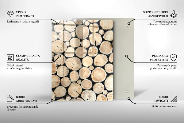 Glas Ceranfeldabdeckung Spritzschutz Baumstümpfe aus Holz