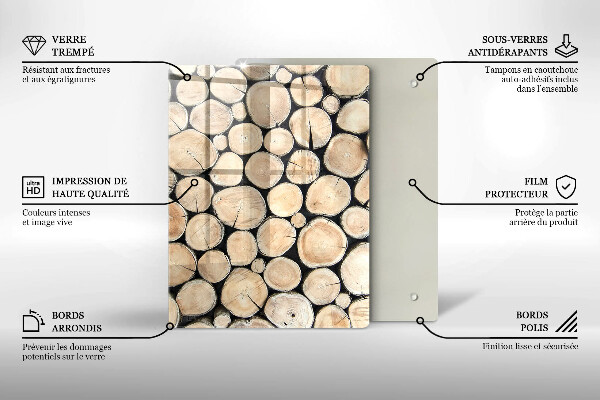 Glas Ceranfeldabdeckung Spritzschutz Baumstümpfe aus Holz