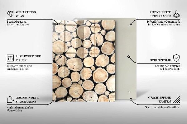 Glas Ceranfeldabdeckung Spritzschutz Baumstümpfe aus Holz