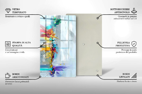 Glas Ceranfeldabdeckung Spritzschutz Gemalte Abstraktion