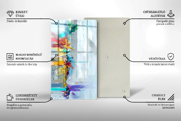 Glas Ceranfeldabdeckung Spritzschutz Gemalte Abstraktion
